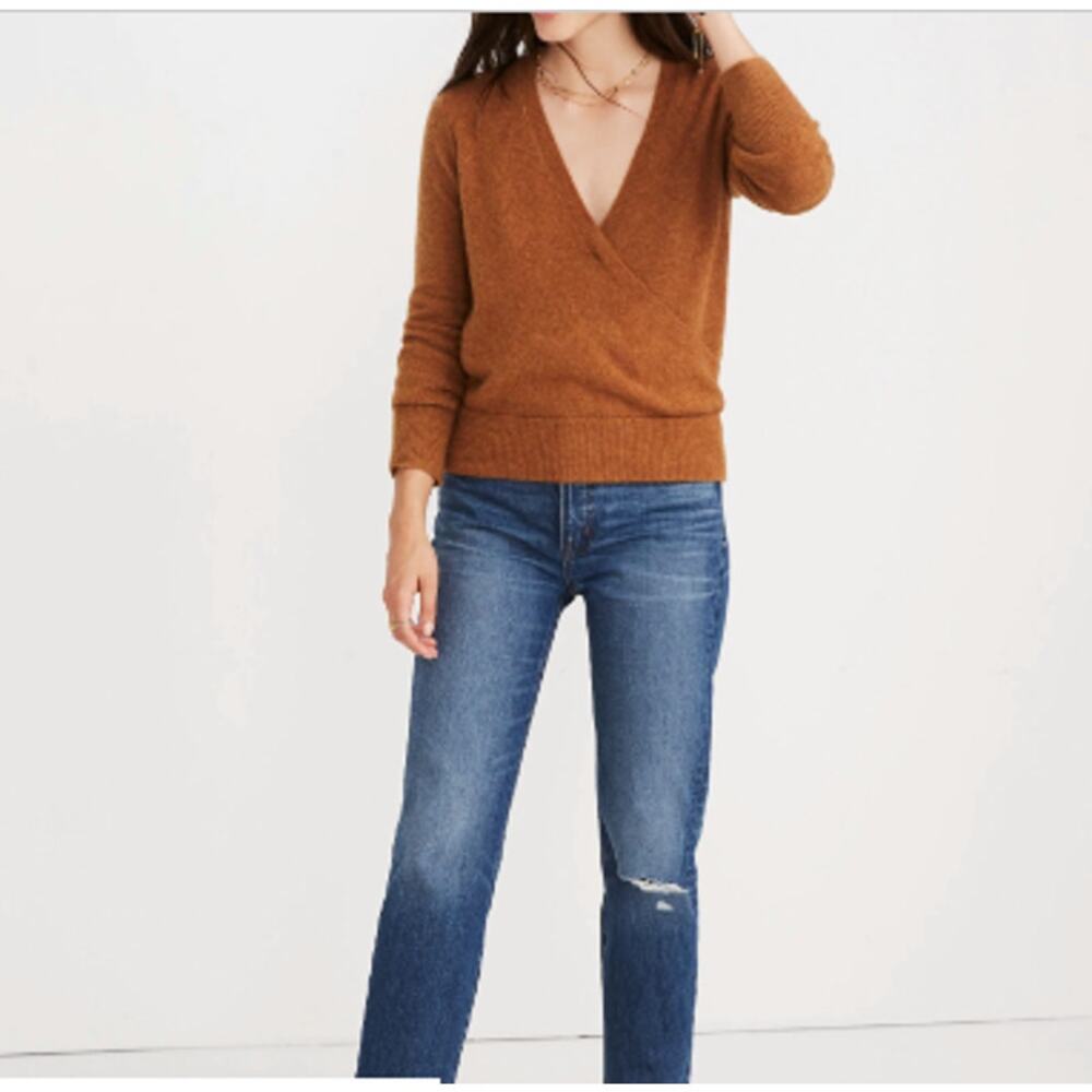 Madewell Wrap Front Pullover Sweater in Coziest Yarn Women Size XS